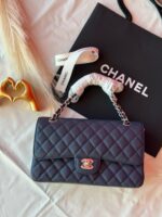 Chanel Caviar Leather Medium Classic Double Flap Bag In UAE
