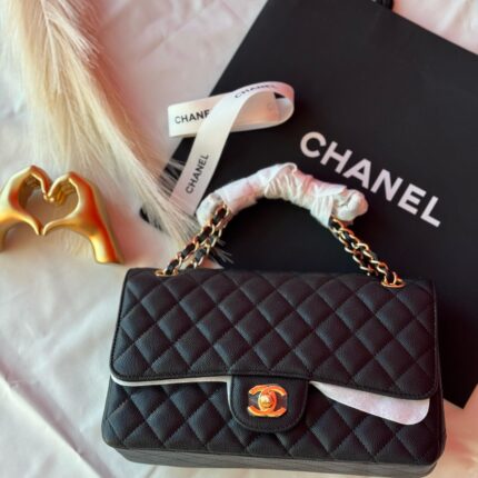 Chanel Caviar Leather Medium Classic Double Flap Bag In UAE