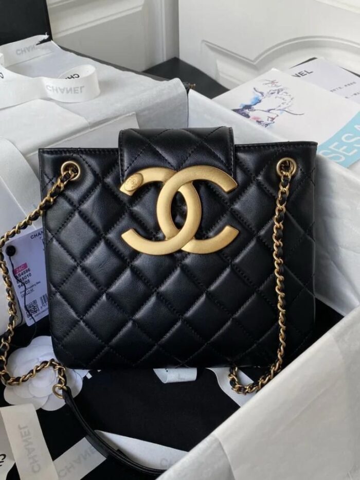 Chanel Quilted Lambskin Leather CC Small Shoulder Bag