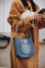 Chanel Chain Underarm Bag Black & Denim Blue