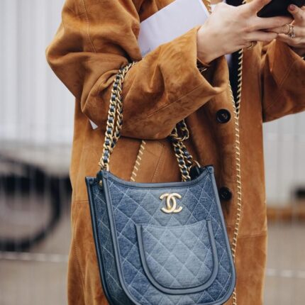 Chanel Chain Underarm Bag Black & Denim Blue