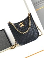 Chanel Chain Underarm Bag Black & Denim Blue