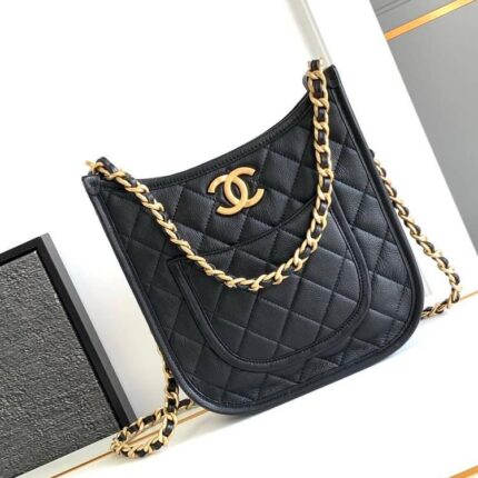 Chanel Chain Underarm Bag Black & Denim Blue