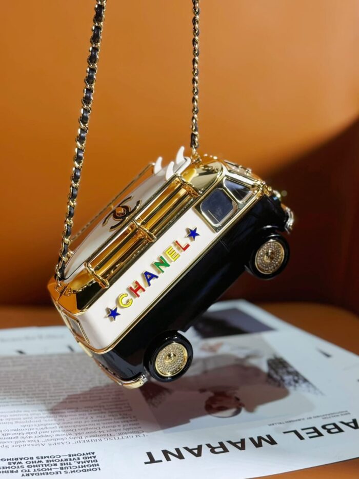 Chanel Mini Van Minaudiere Plexi Enamel Strass Bag