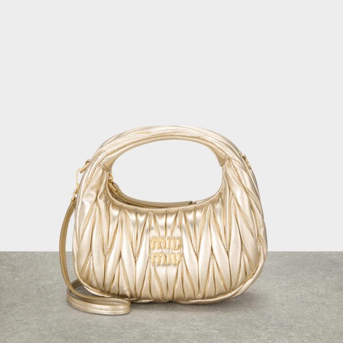 Miu Miu Mini Wander Hobo Shoulder Bag In Matelassé Leather