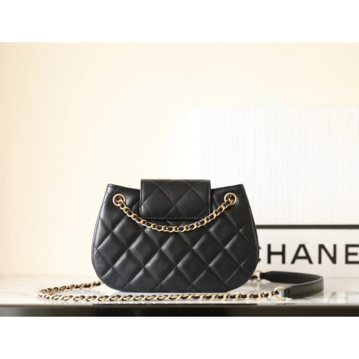 Chanel Messenger Bag Lambskin Quilted Small Black In UAE