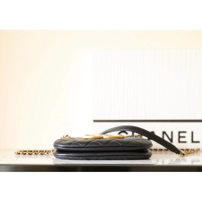 Chanel Messenger Bag Lambskin Quilted Small Black In UAE
