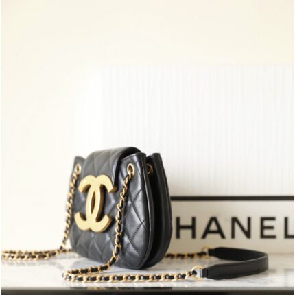 Chanel Messenger Bag Lambskin Quilted Small Black In UAE
