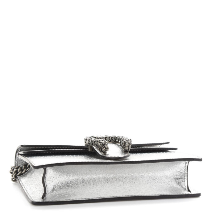 Gucci Metallic Calfskin Dionysus Super Mini Shoulder Bag Silver