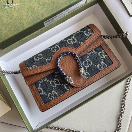Gucci Denim and Leather Super Mini Dionysus Shoulder Bag