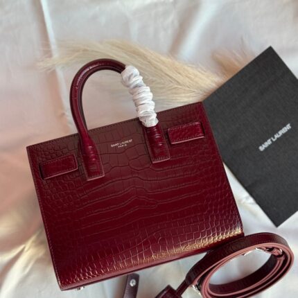 Saint Laurent Sac De Jour Nano Bag In Crocodile-Embossed Leather