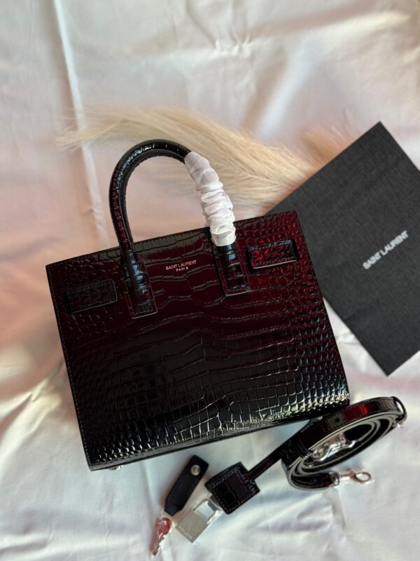 Saint Laurent Sac De Jour Nano Bag In Crocodile-Embossed Leather