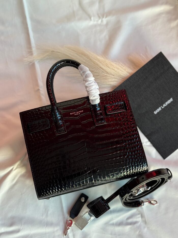 Saint Laurent Sac De Jour Nano Bag In Crocodile-Embossed Leather