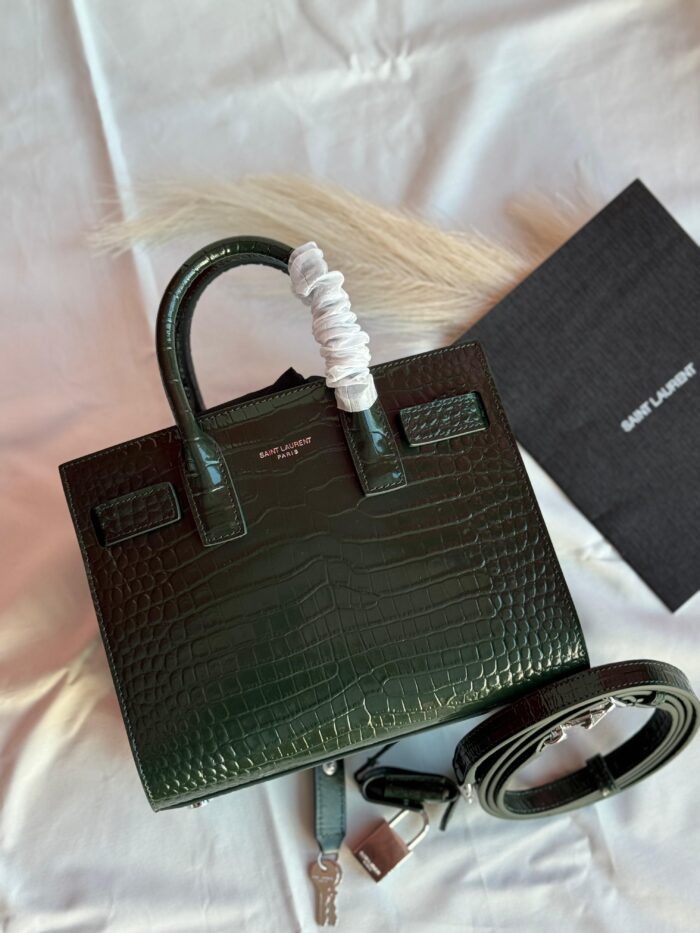 Saint Laurent Sac De Jour Nano Bag In Crocodile-Embossed Leather