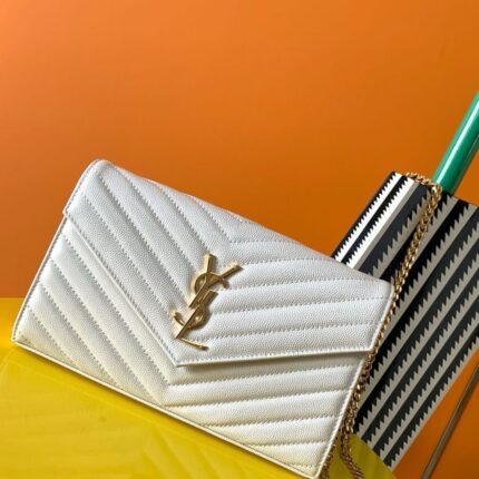 Saint Laurent Cassandre Chain Wallet In Lambskin